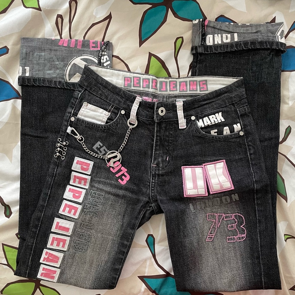 y2k graphic pepe jeans w detailing